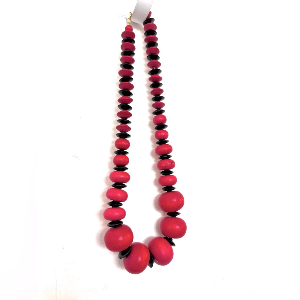 Vintage Nephrite Wooden Beaded Necklace